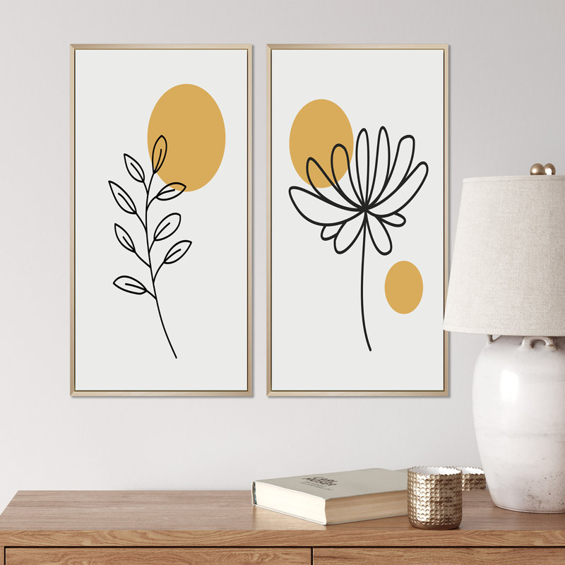 Art floral mural lune, peinture abstraite rétro - conception florale rétro créative avec pleine lune I, H 32 po x l 32 po
