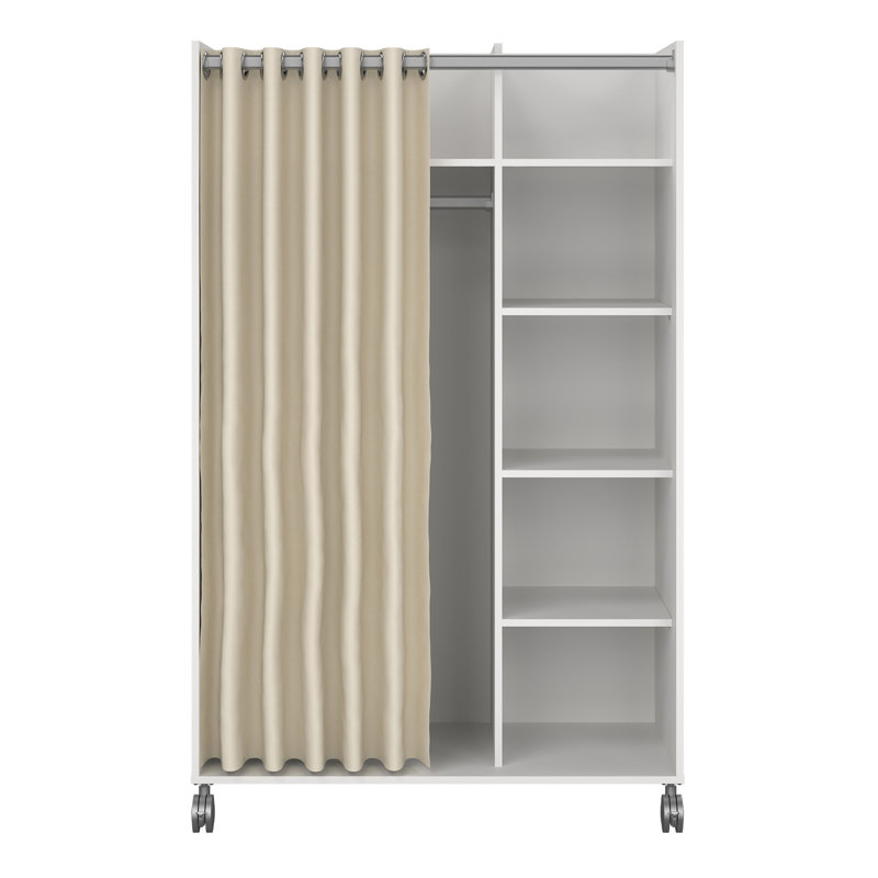 Mathian 1 Door Manufactured Wood Wardrobe, White/Beige