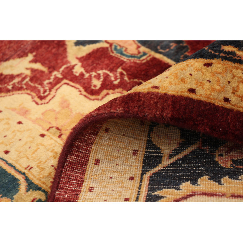 Tapis décoratif en laine de style persan rouge foncé de conception unique 6 pi 2 po x 8 pi 10 po noué à la main new age paki