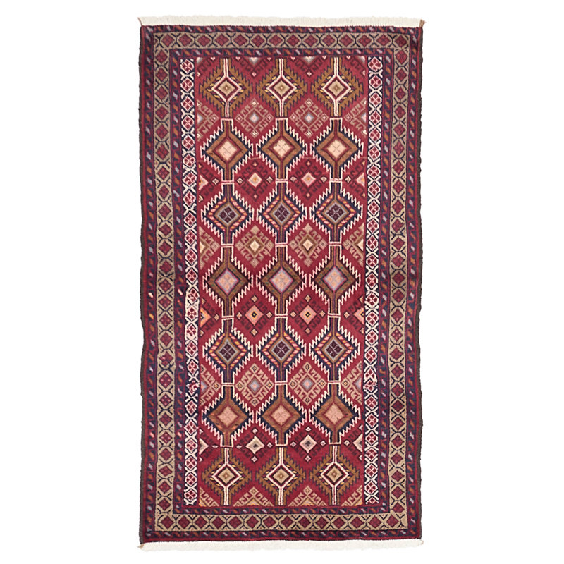 Tapis rouge Baluch 3 pi 2 po x 5 pi 9 po