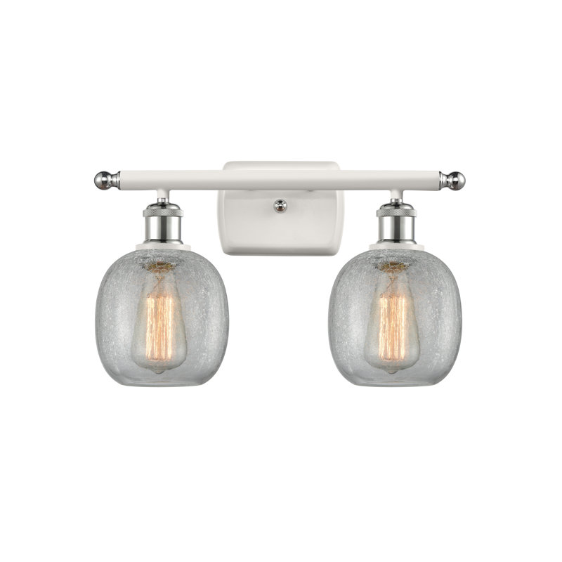 Carlucci 2 - Light Dimmable Vanity Light, Seedy, 6 Watt Vinage LED Bulb, White and Polished Chrome