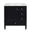 Meuble-lavabo 30 po avec lavabo en céramique - armoire en bois massif noir 3 tiroirs et objet fonctionnel