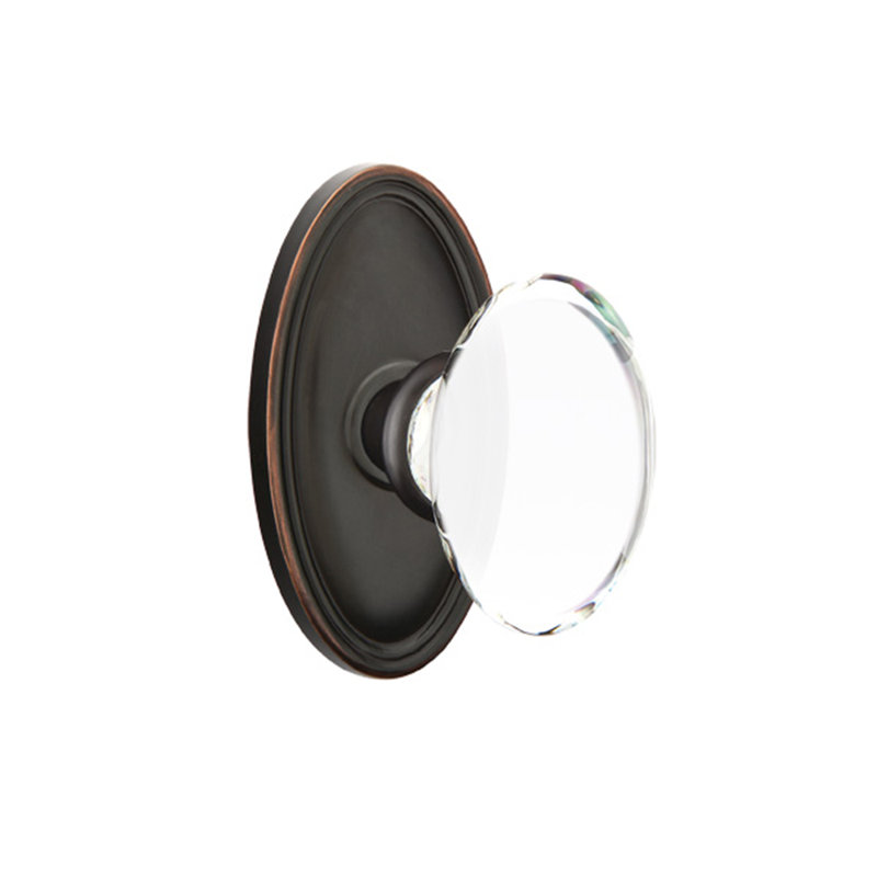 Ensemble de faux boutons Emtek avec bouton ovale Roestte et Hampton, Bronze frotté à l'huile