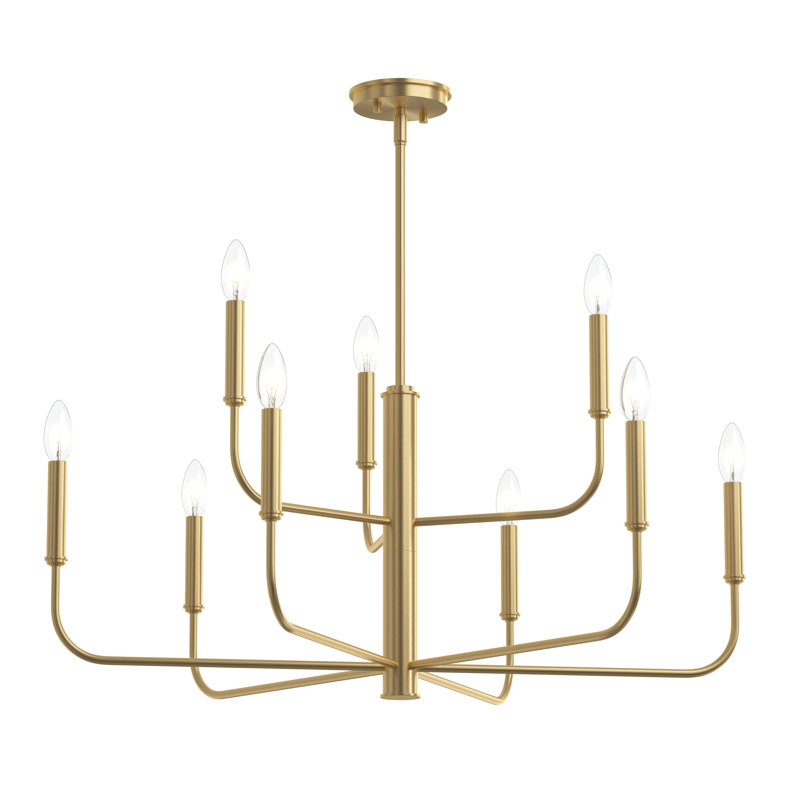 Reines 9-Light Brushed Gold Two-Tier Chandelier, Brushed Gold