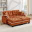 Canapé moderne deux places en forme de U avec 4 coussins, pouf amovible, garniture à pompons, coussins capitonnés, design ergonomique, montage facile, canapé profond pour salon, bureau ou appartement-1730298074-1730298084