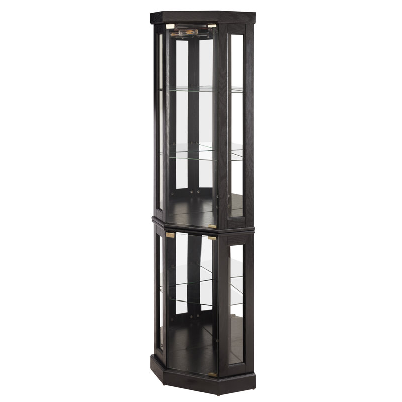 Armoires en porcelaine élégantes avec lumières, verre MDF, design noir antique pour la maison