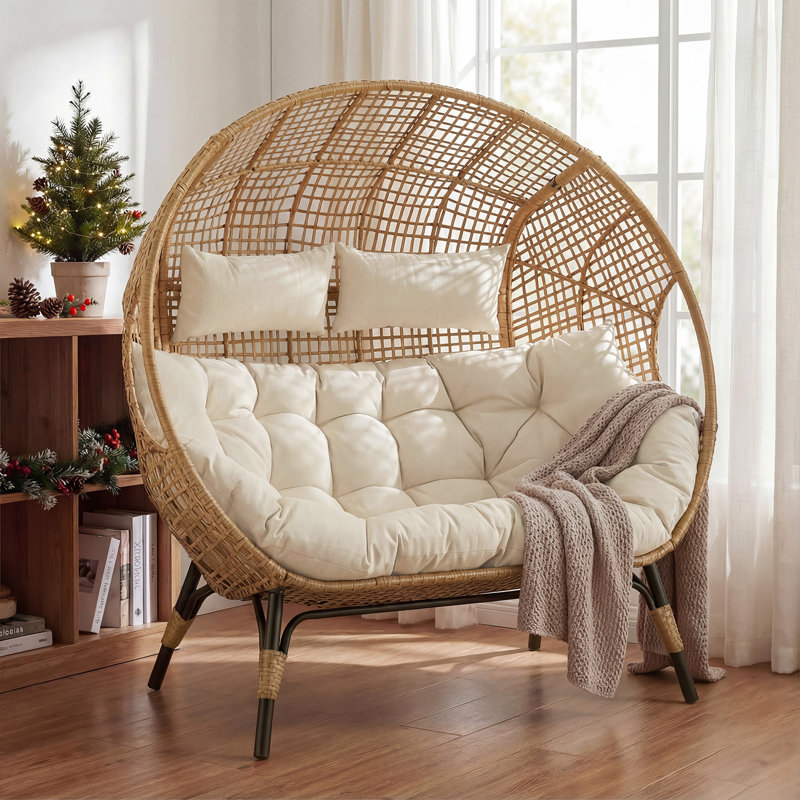 Fauteuil en osier 2 pièces Damarie, Beige