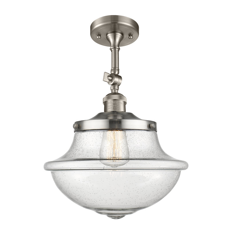 Plafonnier semi-encastré 1 lumière 12 po Baptiste, Nickel satiné brossé, Grainé, Ampoule DEL 6 watts Vinage