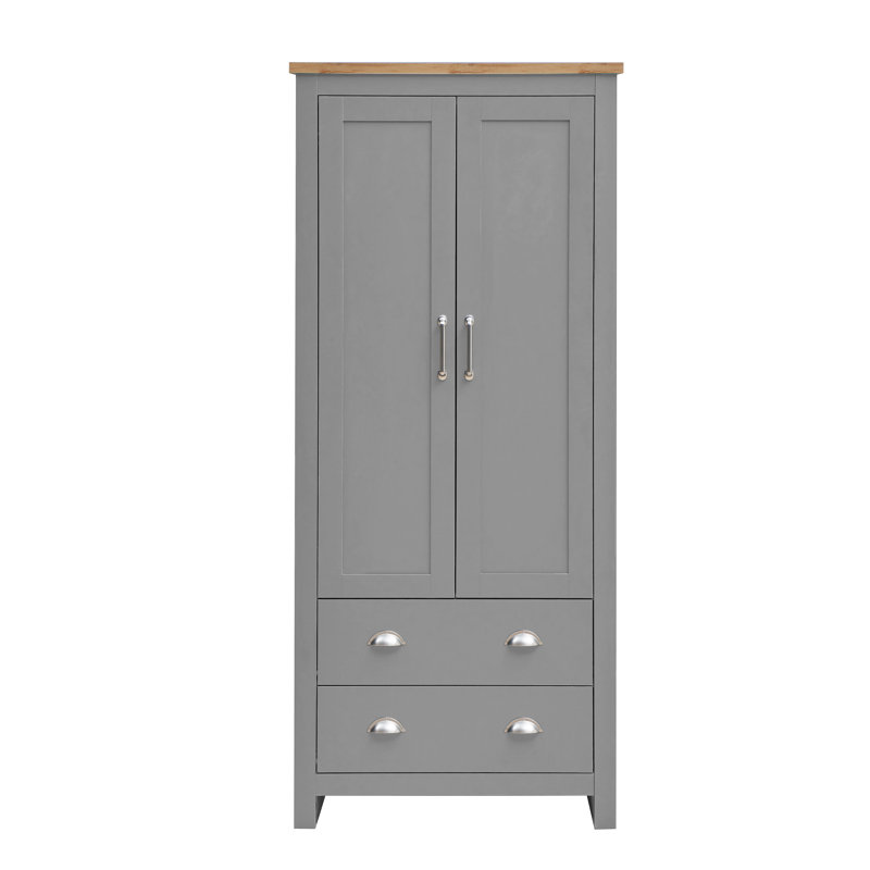 Aquitaine 2 Door Manufactured Wood Wardrobe, Grey