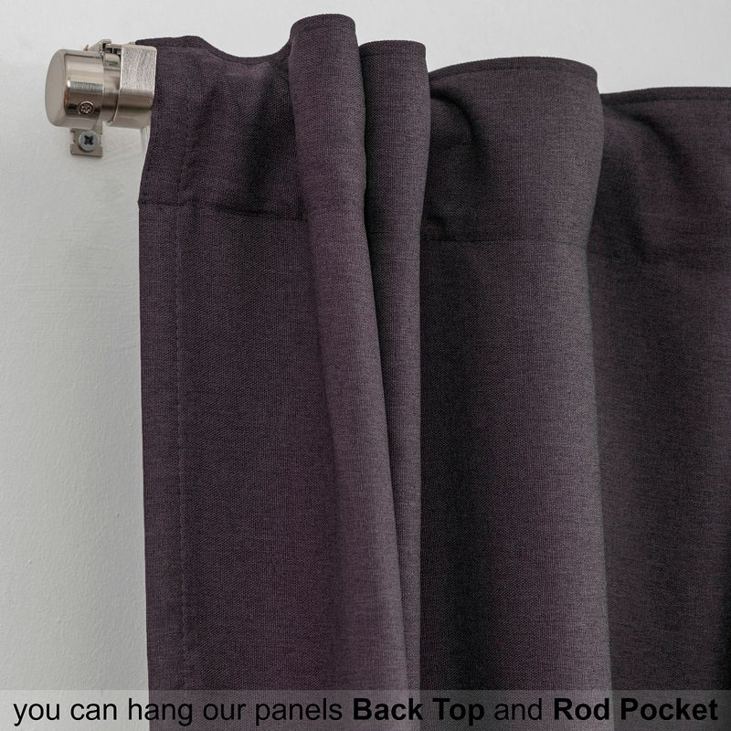 LAXTON Room Darkening Extra Long & Extra Wide Decorative Curtain, Charcoal, 52" W x 132" L