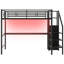 Lit mezzanine double en métal avec bureau intégré, escalier de rangement, garde-robe et lumière DEL à changement de couleur-1534293272