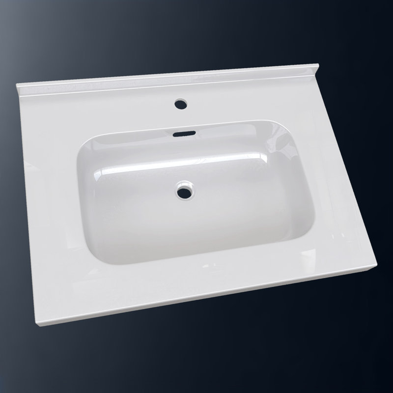 30 po L 22 po D Plateau de meuble-lavabo rectangulaire en résine blanche