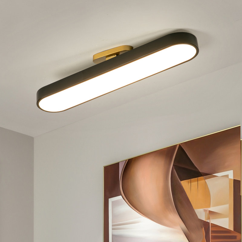 Masek 1 - Light 27.1" Simple Rectangle LED Semi Flush Mount, Matte Black