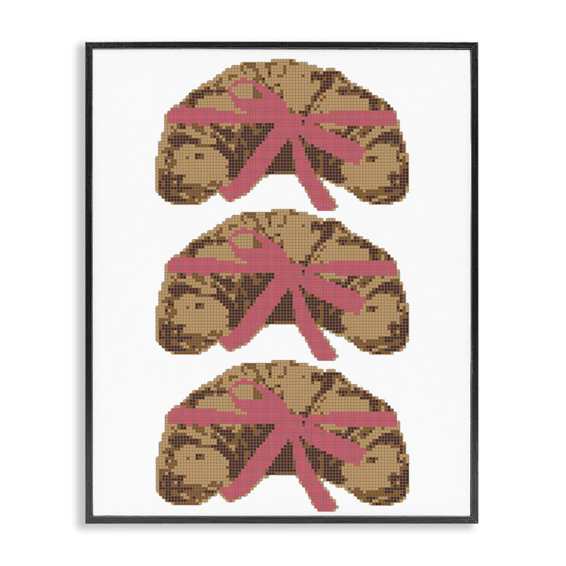 Trio de rubans croissants, estampe numérique, design par Lil 'Rue, 14 x 11, Midnight Black Giclee Framed
