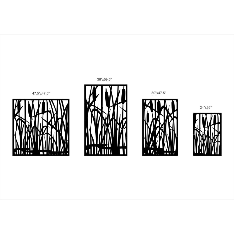 Reeds Aluminum Laser-Cut Privacy Screen Panel  – Powder-Coated Outdoor Metal Wall Art, Decorative Garden Fence Privacy Divider