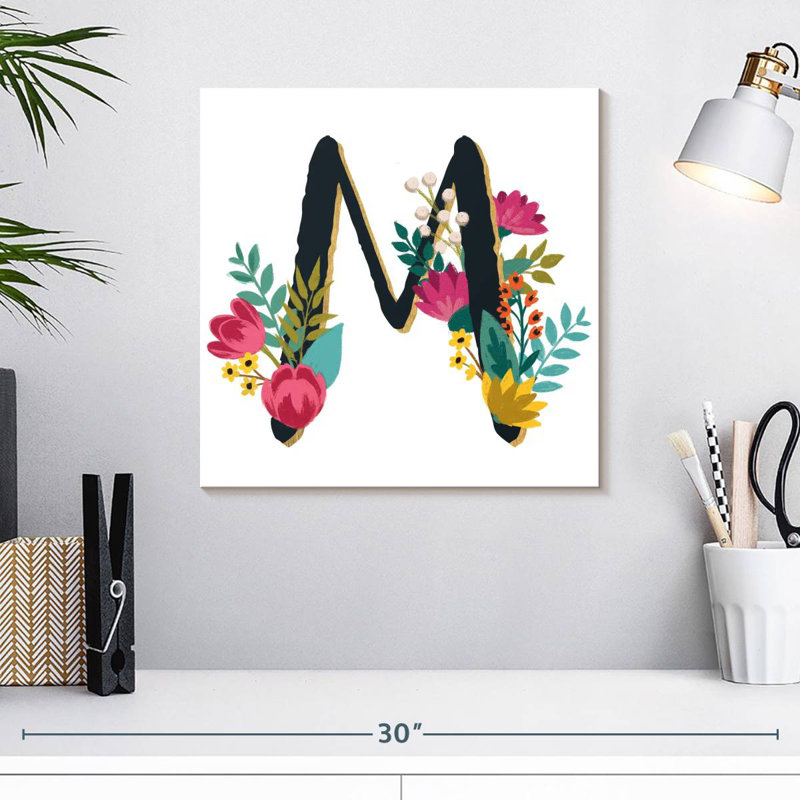 Keiri romantique luxe monogramme M noir, H 16 po x l 16 po