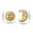Sun And Moon Cabinet Knobs Set of 2, Solid Brass Gold Cabinet Knobs for Drawers, Dressers and Cupboards