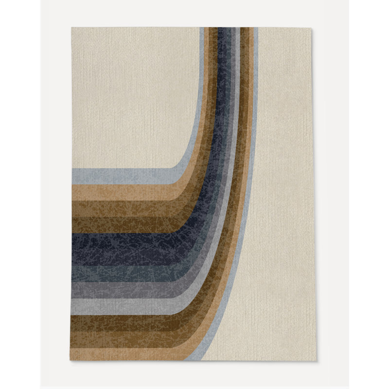 Tapis de chaise rectangulaire Serrai, H 36 po x l 60 po, Gris / brun / beige