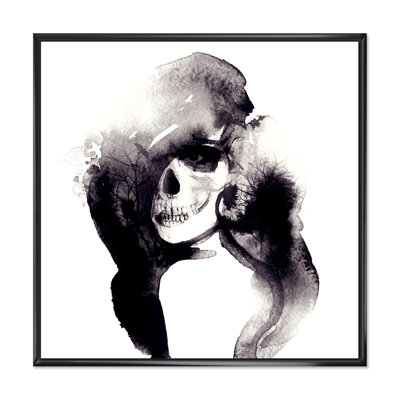 Portrait de femme, encre liquide, reproduction d'art sur toile