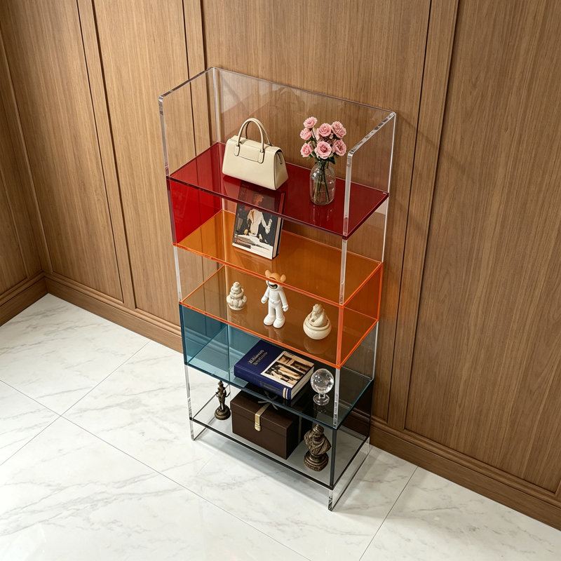 Bibliothèque simple en acrylique à plusieurs couches, H 62,99 po x l 19,69 po x P 11,81 po