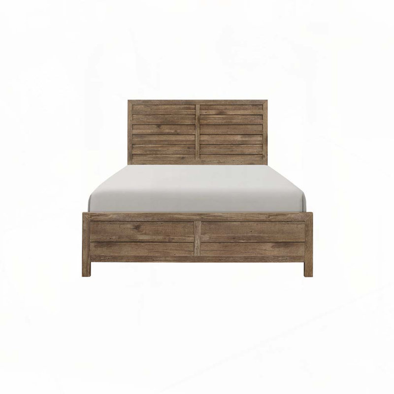 Lit rustique avec tête et pied de lit en bois, Bois
