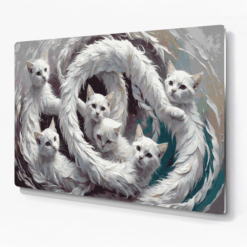 Chats Burmilla, art mural en métal gris, H 144 po x l 216 po x P 0,05 po