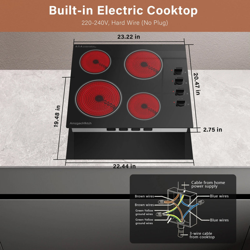 Plaque de cuisson électrique 24 po à 4 brûleurs intégrée