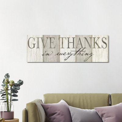 Give Thanks Neutral Panel by Cynthia Coulter - Wrapped Canvas Panoramic Print