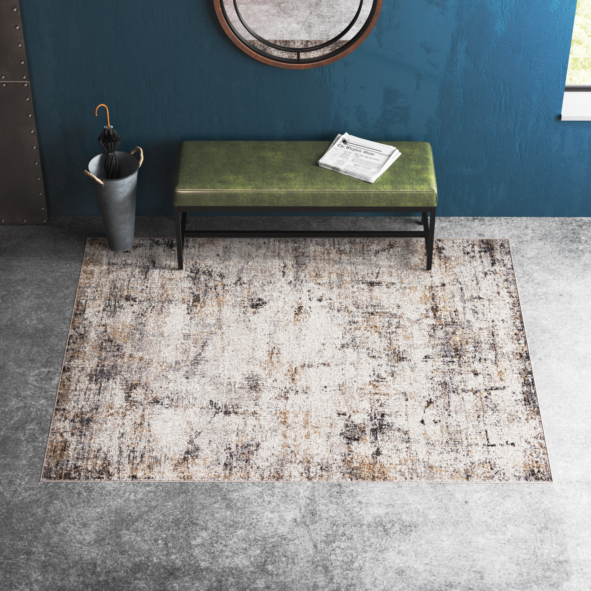 steelside™ romano beige/gray rug & reviews | wayfair