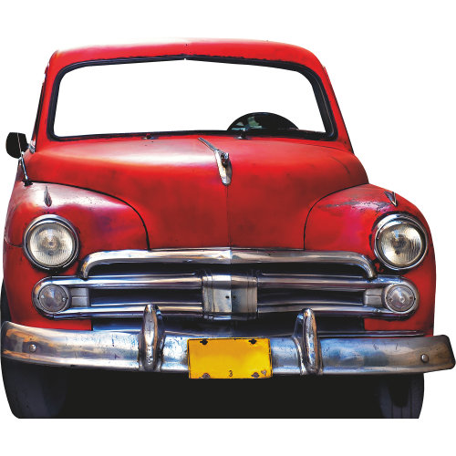 SS11117, support de voiture rouge américain rétro classique Old Havana en carton découpé debout
