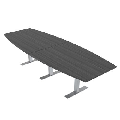 Boat Shaped Conference Table with Metal T Base