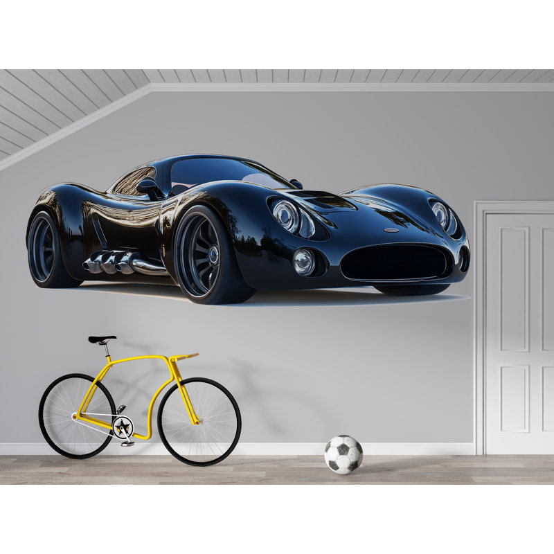 Voiture de sport noire de luxe murale moderne auto décor à la maison 274Mv, H 42 po x l 80 po