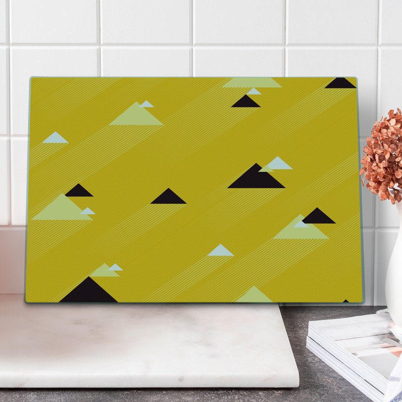 Planche à découper Ambesonne rétro jaune triangles grande taille rétro souci noir et blanc