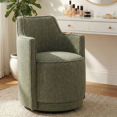 Upholstered Fabric Fully Assembled Swivel Vanity Armchair