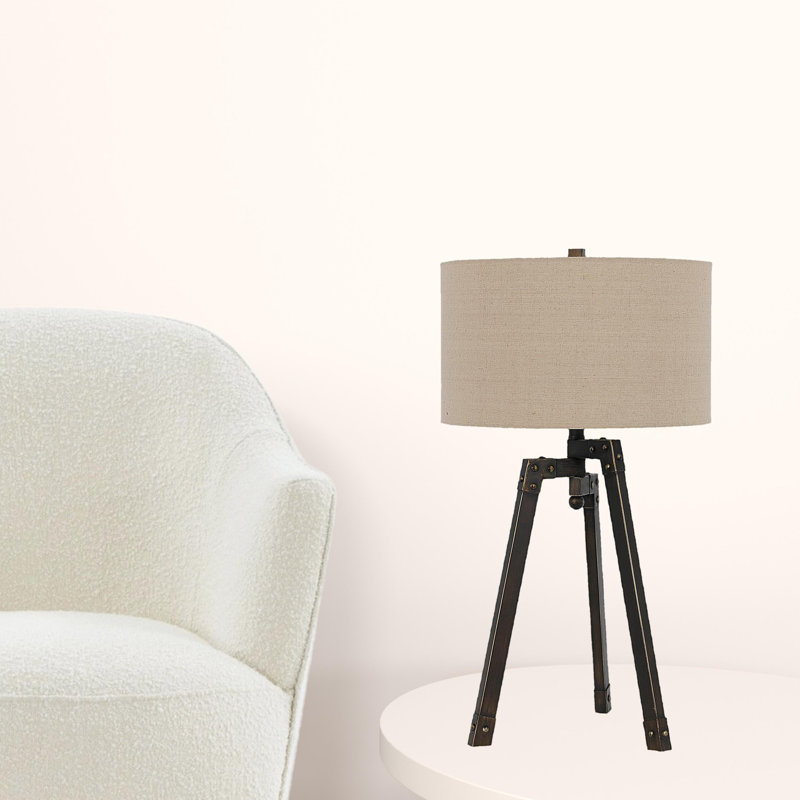 Black Metal 31.5" Tripod Table Lamp with 3-Way Switch