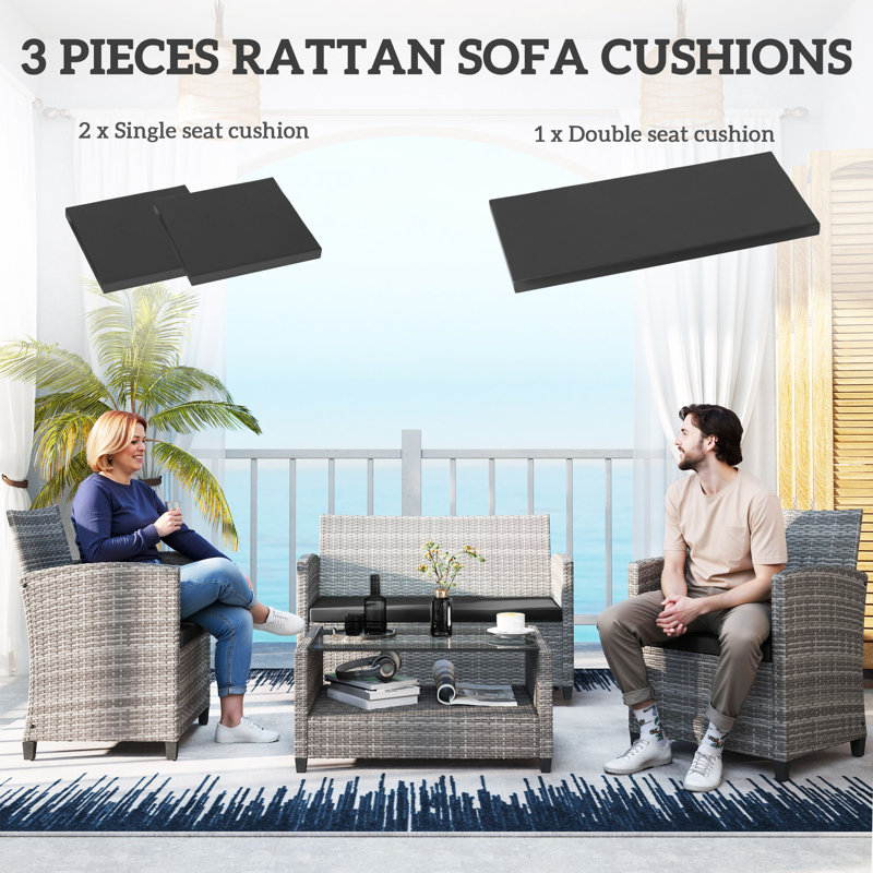 Outdoor Seat Cushion Set, Black