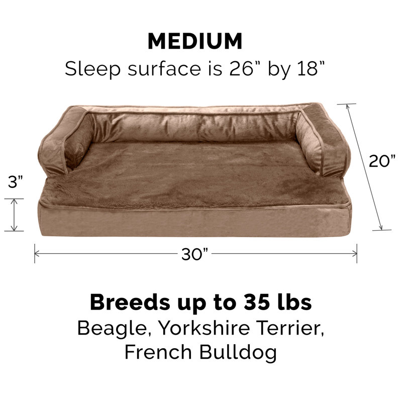 Medium Almondine Velvet Orthopedic Pet Sofa Bed