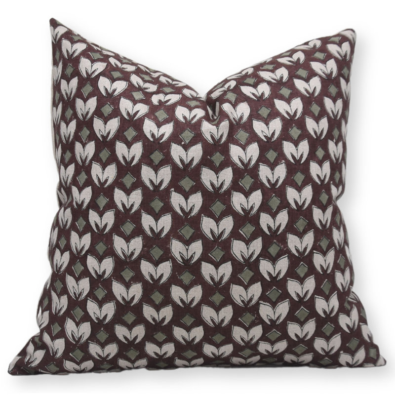 Housses de coussin en lin à motif bloc Fab Fabine (Titli, brun), H 36 po x l 14 po