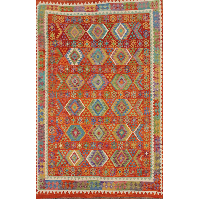 Tapis oriental coloré Kilim 8 x 11