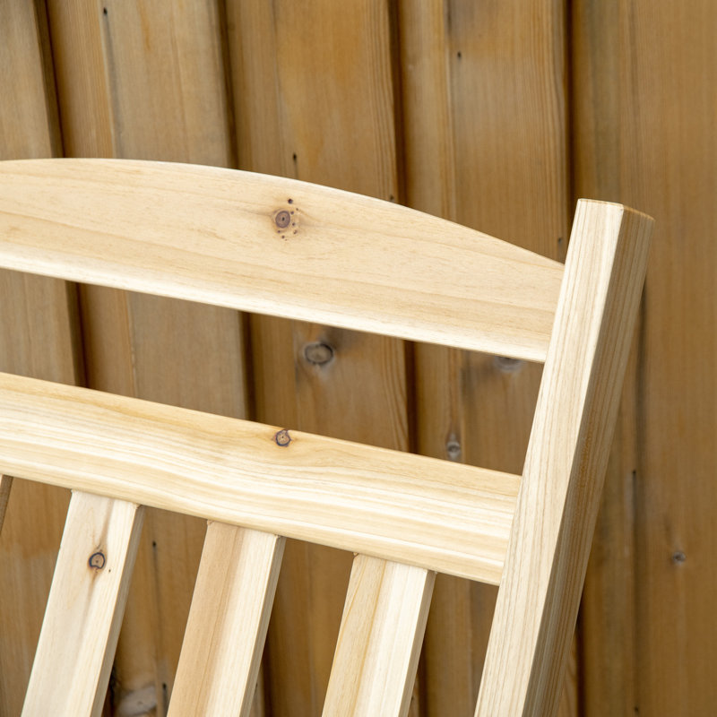 Chaise berçante d'extérieur en bois massif, Naturel
