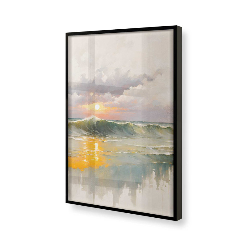 Golden Waves at Sunset I Print, Noir, H 15 po x l 12 po