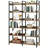 6-Tier Industrial Bookshelf, 67" Wooden Bookshelf With Open Shelves, Freestanding Metal Frame Bookcase For Storage And Display, Modern Book Shelves For Bedroom, Living Room And Home Office, Brown