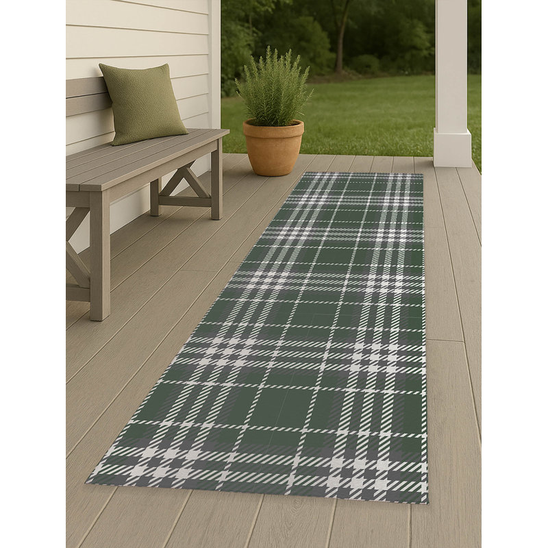 Christopher's Plaid Non-Slip Outdoor Rug, Runner 2'6" x 8'