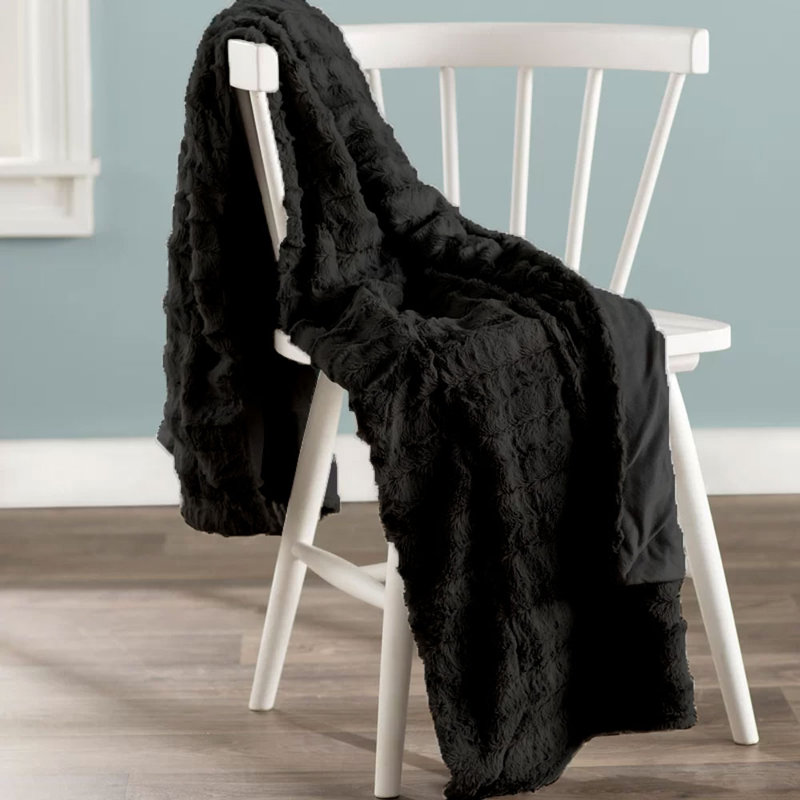 Knitted Throw Blanket, Black