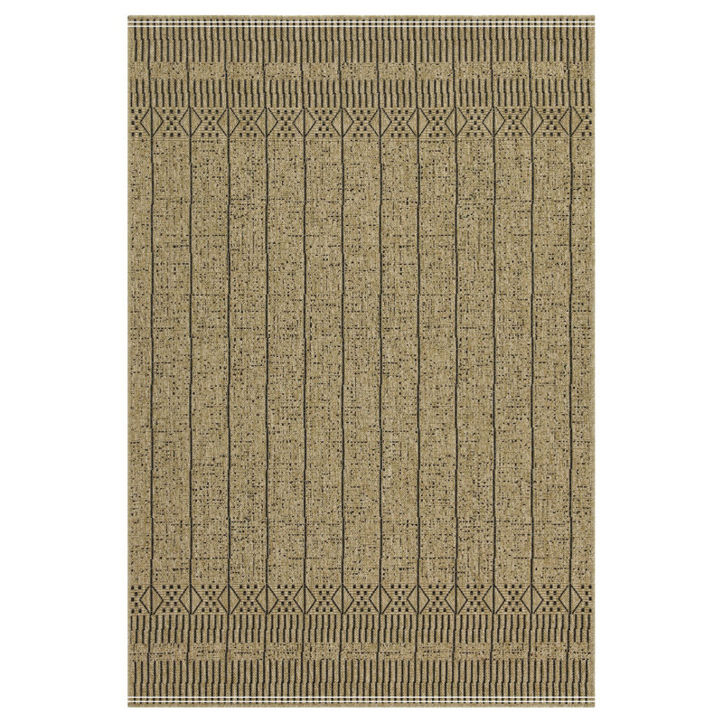 Jute/Black Indoor/Outdoor Area Rug, Runner 2'7" x 7'3"