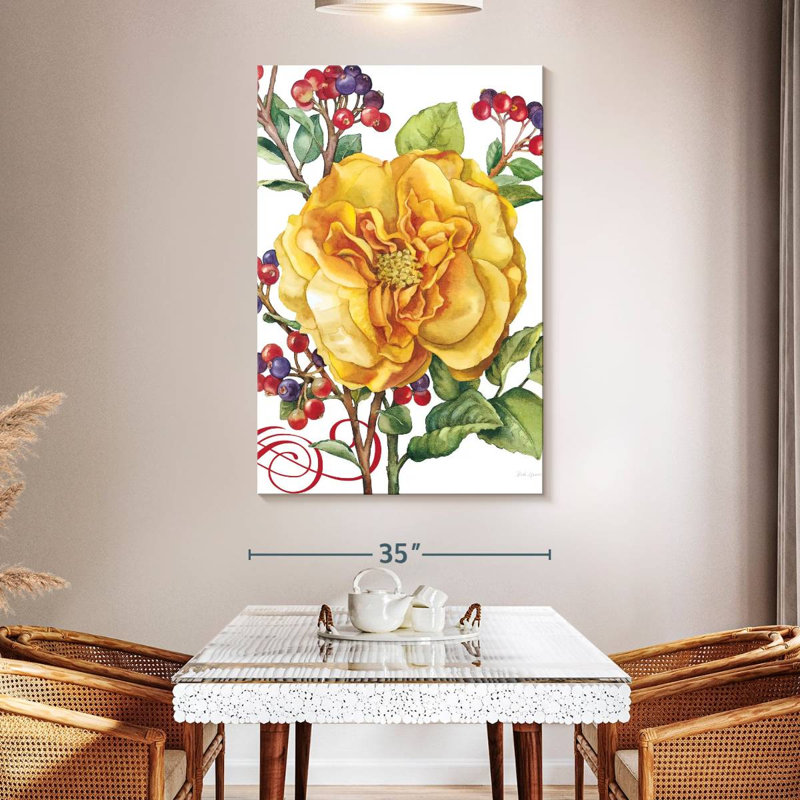 Harnek fleurs et baies rose, H 51 po x l 34 po