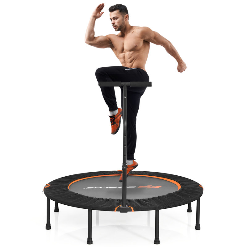 Costway 1.20cm Round Fitness Trampoline with Handlebar