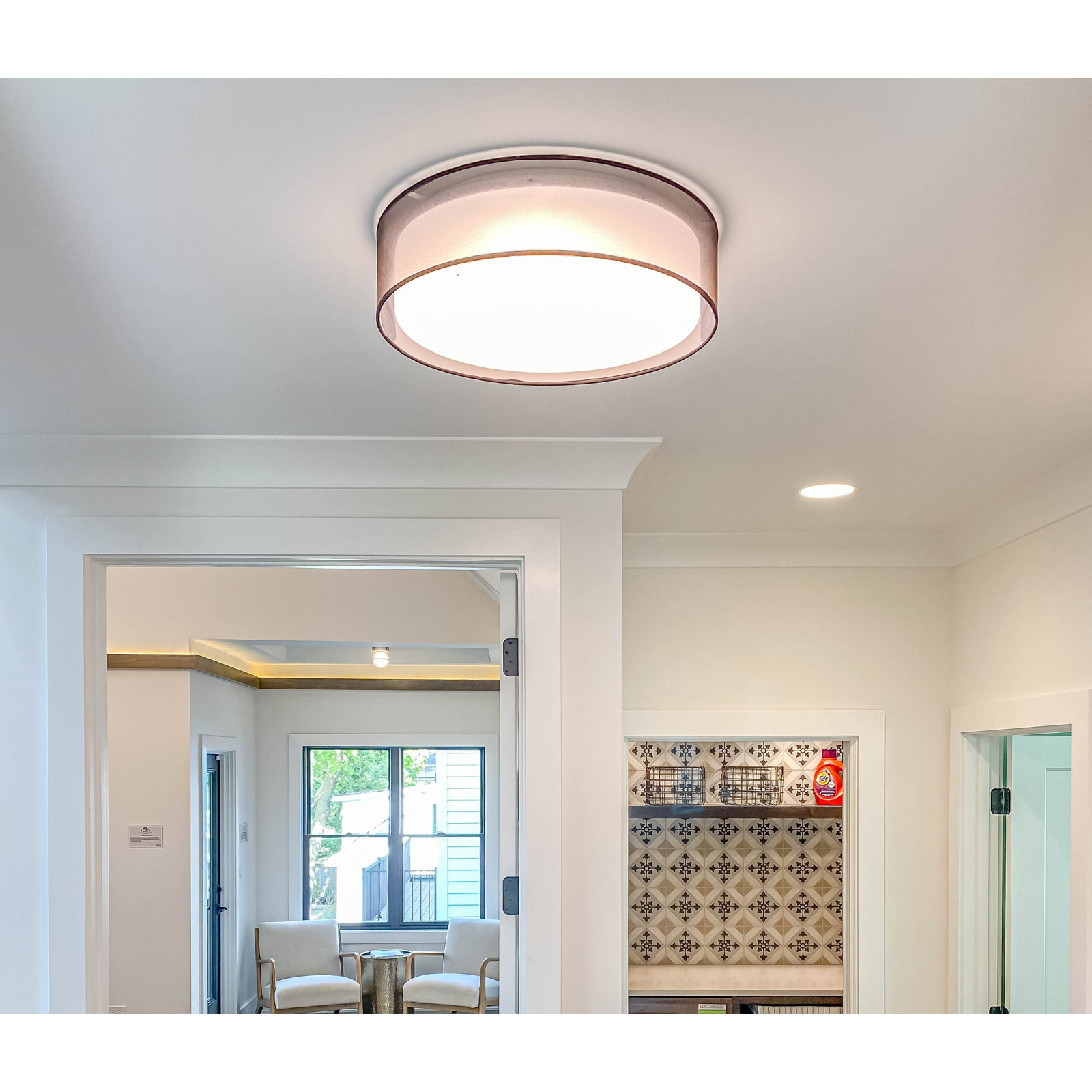 Jessalyn Single Light LED Flush Mount, 5.5" H x 20" W x 20" D, Black Organza