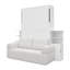 Lit escamotable double pleine grandeur avec canapé et armoires de rangement, lit mural peu encombrant pour bureau à domicile et chambre d'amis, blanc