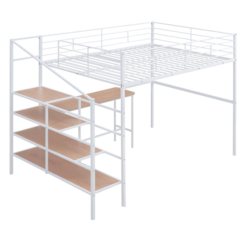 Lit mezzanine double pour enfants Tirrelle, Blanc